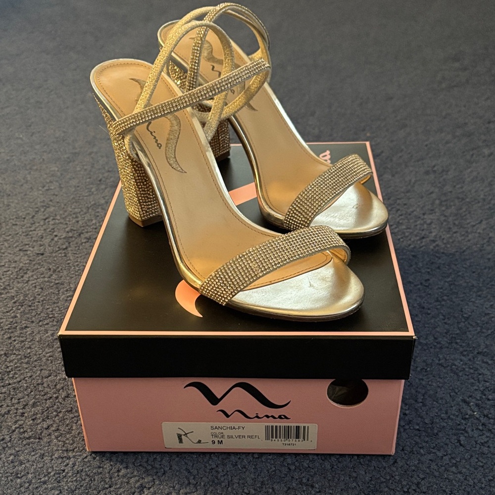 Nina Women's Glittering Silver Heels
